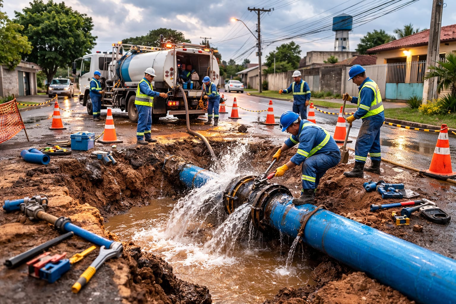 Conserto em rede interrompe o abastecimento de água em quatro bairros
